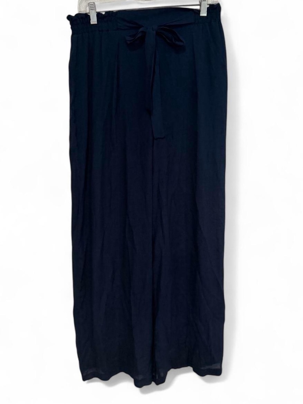 BCX NAVY BLUE WIDE LEG ELASTIC WAIST BELTED PALAZZO PANTS SIZE LARGE
